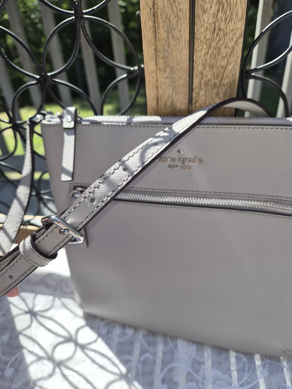 kate spade New York Grey Saffiano Leather Crossbody Bag - Picture 4 of 9